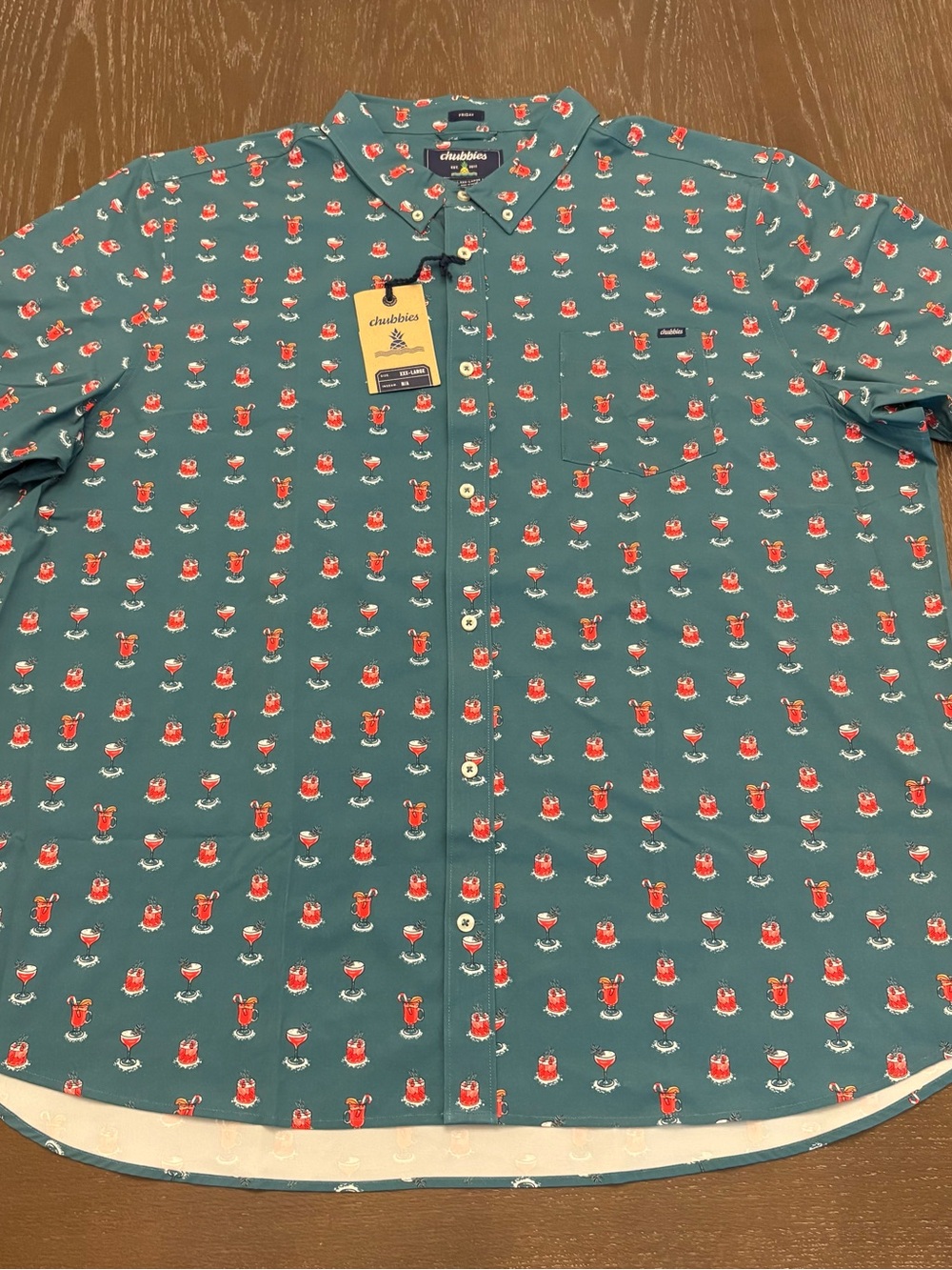 Chubbies “That’s The Spirit” Performance Friday Shirt Teal XXXL - NWT